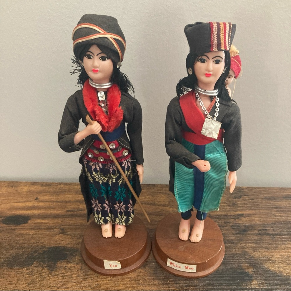 Vintage Thai Hill Tribe Dolls Chiang Mai Region Yao White Meo Ethnic Groups